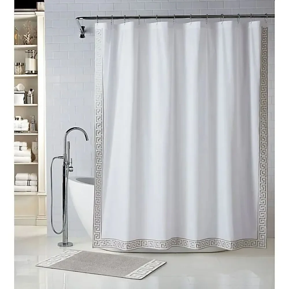 NWT Wamsutta Sheffield 72-Inch x 72-Inch Greek Keyhole Shower Curtain in White
